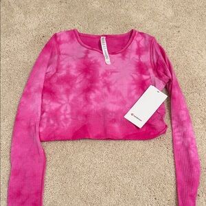 lululemon athletica Vibrant Pink Tie-Dye Crop Top